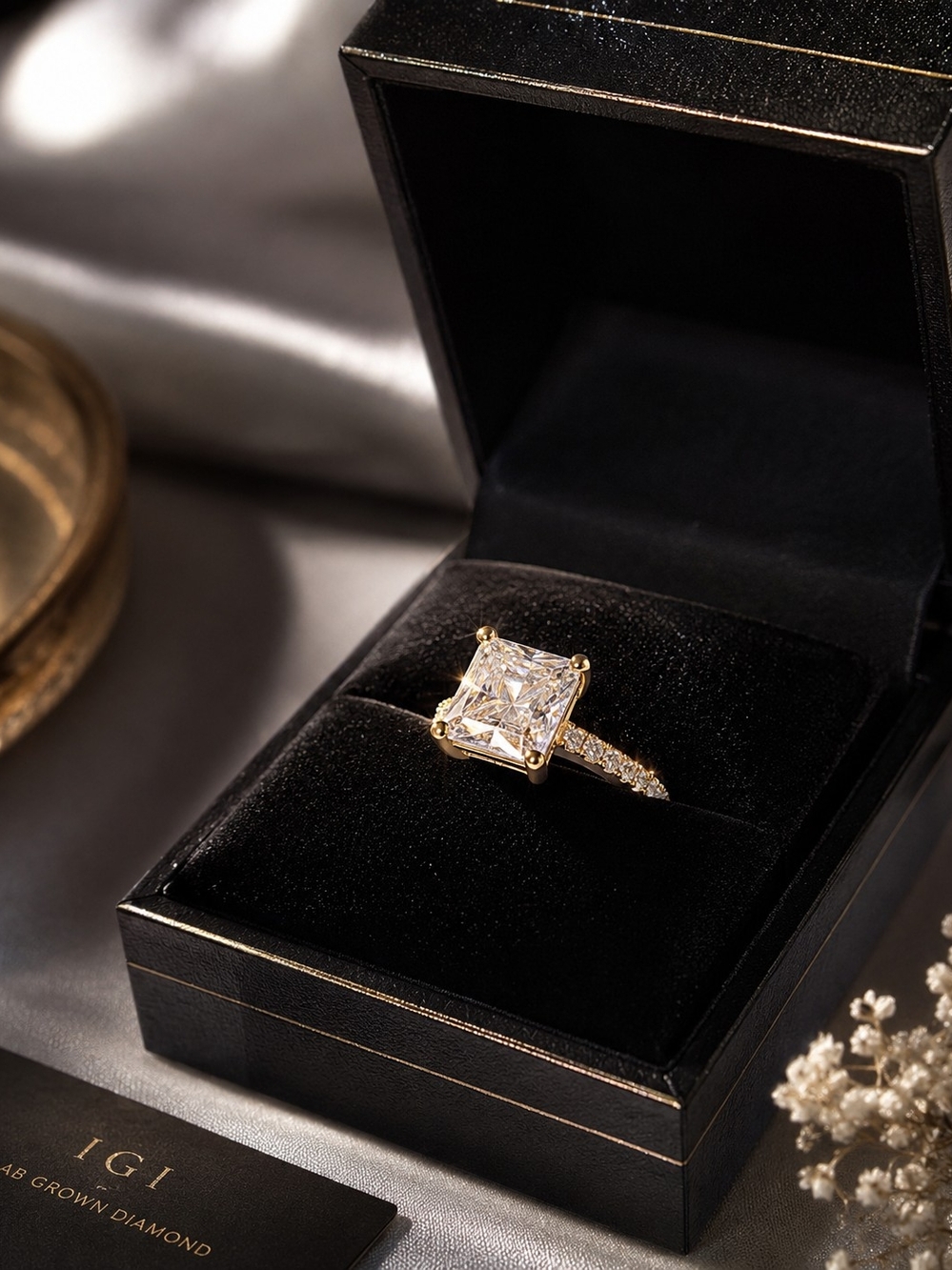 14k Gold Solitaire Princess-Cut Diamond Engagement Ring